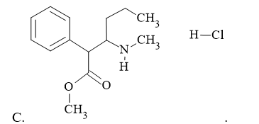 Methylphenidate hydrochloride có công thức cấu tạo là (ảnh 3)