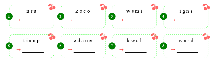 Reorder the letters. (ảnh 1)