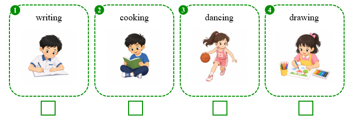 Look and tick (v) or cross (x). (ảnh 1)