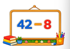 Kết quả của phép tính bên là: 42 - 8 (ảnh 1)