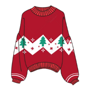 A red and white sweater with trees and snowflakes
AI-generated content may be incorrect.