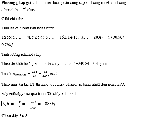Để tiến hành đo enthalpy chuẩn của phản ứng đốt cháy ethanol thì người ta lắp dụng cụ thí nghiệm nhiệt lượng kế như sau: Bước 1. Lặp bộ dung cụ như hình vẽ bên. (ảnh 3)