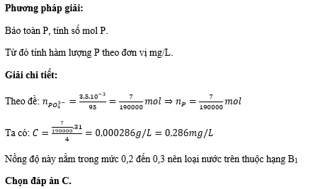 Theo quy chuẩn chất lượng nước mặt quốc gia (QCVN 08−MT:2015/BTNMT), nồng độ giới hạn của ion PO43− (tính theo khối lượng P) được chia theo phân hạng chất lượng nước như sau: (ảnh 2)