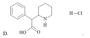 Methylphenidate hydrochloride có công thức cấu tạo là (ảnh 4)