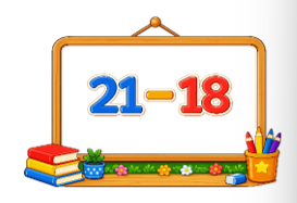 Kết quả của phép tính bên là: 21 - 18 (ảnh 1)