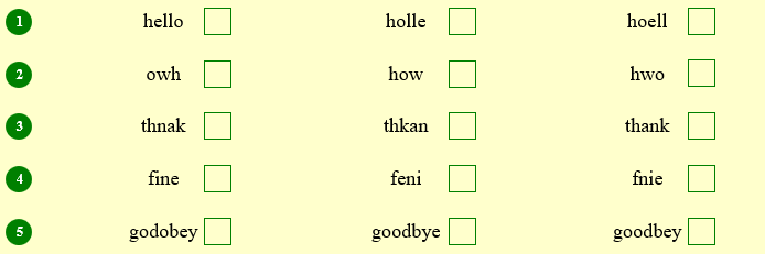 Tick (v) the correct words (ảnh 1)