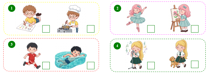 Listen and tick (v) the correct picture. (ảnh 1)