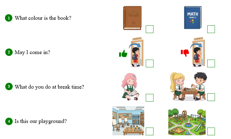Listen and tick (v) the correct picture. (ảnh 1)