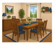 There is a table and six __________ in the room. (ảnh 1)