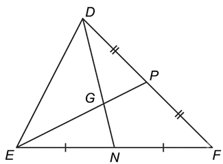 Cho h&igrave;nh vẽ.  Biết \[DN = 9\,\,{\rm{cm}}{\rm{.}}\] Độ d&agrave;i đoạn thẳng \[DG\] bằng (ảnh 1)