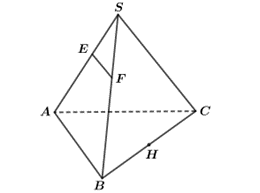 Cho hình chóp S.ABC có SA = SB, vuông tại A có AB = a căn bậc hai 3, AC = a. Gọi H là trung điểm của CB và E, F lần lượt nằm trên cạnh SA, SB sao cho SE = SF. Tính số đo góc tạo bởi hai đường (ảnh 1)