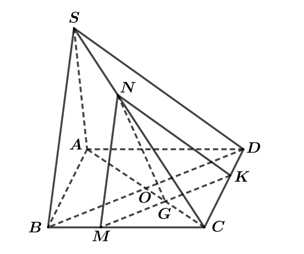 Cho hình chóp S.ABCD có đáy ABCD là hình bình hành. Gọi G là trọng tâm tam giác BCD, M, N lần lượt thuộc các cạnh BC, SC sao cho BM/BC = SN/SC = 1/3.  a) Chứng minh (GMN) song song với (SBD). (ảnh 1)