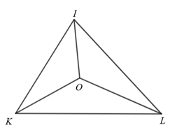 Suy ra \(\widehat {KIO} = \frac{{\widehat {KIL}}}{2} = 31^\circ \).V&igrave; hai đường gi&aacute;c g&oacute;c \(K\) v&agrave; \(L\) cắt nhau (ảnh 1)