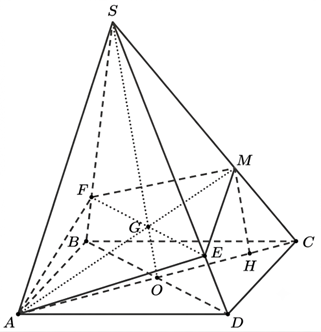 Cho hình chóp S.ABCD có đáy ABCD là hình chữ nhật với AB = 7, AD = 4. Gọi M là điểm thuộc cạnh SC sao cho SM = 2/3 SC. Mặt phẳng (P) chứa AM và song song với BD, cắt SD tại E và cắt SB tại F. (ảnh 1)