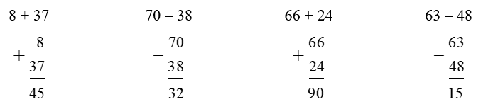 Đặt tính rồi tính:  8 + 37 (ảnh 1)