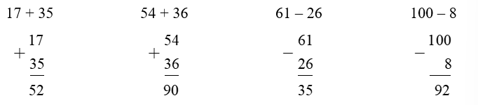 Đặt t&iacute;nh v&agrave; t&iacute;nh:  17 + 35 (ảnh 1)
