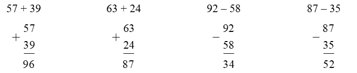 Đặt t&iacute;nh rồi t&iacute;nh:  57 + 39 (ảnh 1)