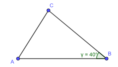 Cho tam giác ABC có góc B = 40 độ, góc C= 2 góc B thì (ảnh 1)