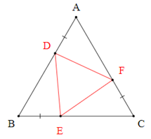 V&igrave; vậy \(\Delta DEF\) l&agrave; tam gi&aacute;c đều. (ảnh 1)