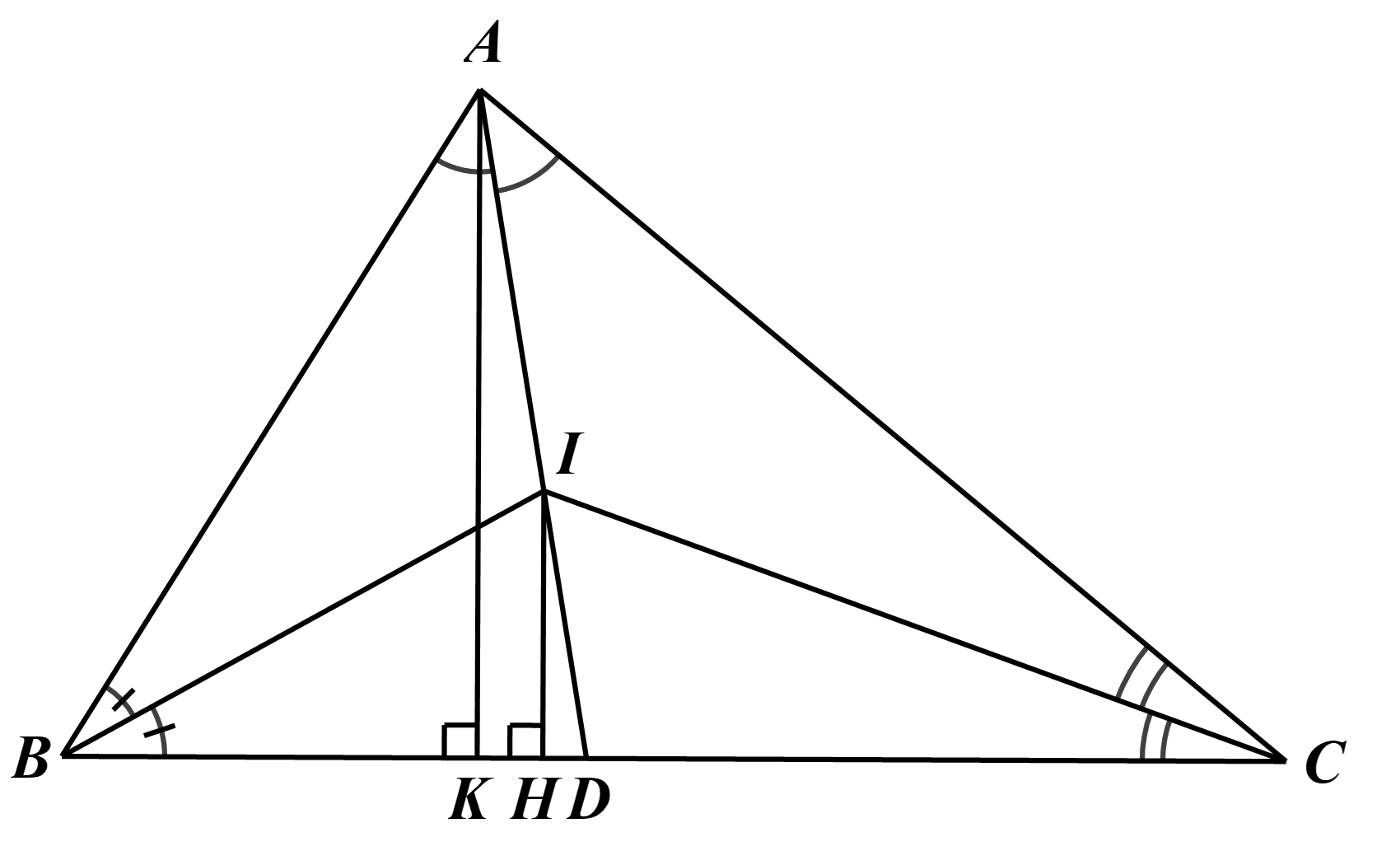 Vậy \({S_{\Delta IBC}} = \frac{2}{5}{S_{\Delta ABC}}.\) (ảnh 1)