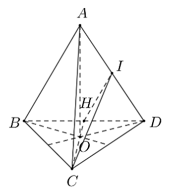 Cho tứ diện đều ABCD cạnh a. Tính cosin góc giữa hai đường thẳng AB và CI, với I là trung điểm của AD. (ảnh 1)