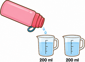  Trong phích có 1 l nước. Rót nước ở phích sang 2 ca, mỗi ca 200 ml. Hỏi sau khi rót xong, lượng nước còn lại trong phích là bao nhiêu? (ảnh 1)