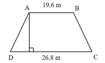 Nhà An có một thửa ruộng hình thang ABCD có chiều cao là 12 m, các kích thước đáy dài, đáy ngắn như hình vẽ.  a) Em hãy giúp An tính diện tích thửa ruộng.  b) Hỏi thửa ruộng thu được mấy tạ thóc, biết rằng mỗi mét vuông thu được 0,6 kg thóc.   (ảnh 1)