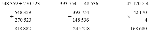 Đặt tính rồi tính: 548 359 + 270 523 (ảnh 1)