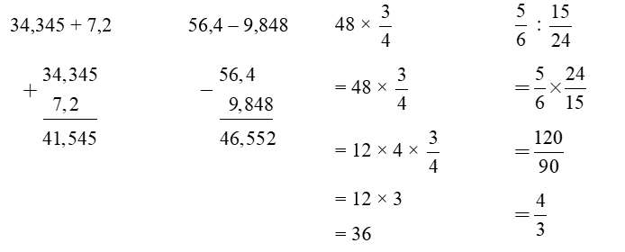 Đặt tính rồi tính:  34,345 + 7,2 (ảnh 1)