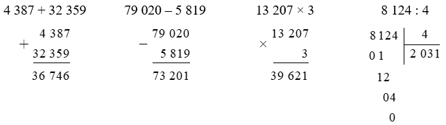 Đặt tính rồi tính 4 387 + 32 359 (ảnh 1)