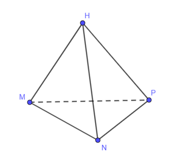 Cho hình chóp tam giác đều H.MNP. Khẳng định đúng là A. Mặt đáy của hình chóp là tam giác HPN; B. Mặt đáy của hình chóp là tam giác MNP; C. Mặt đáy của hình chóp là tam giác HMN; D. Mặt đáy c (ảnh 1)