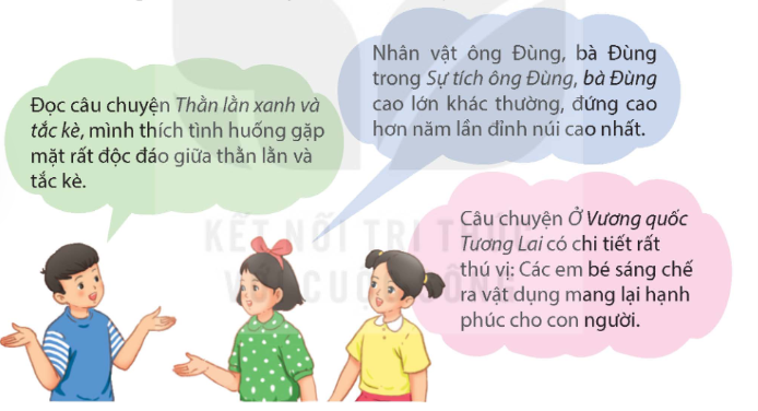 Đánh giá về cách bố trí các bong bóng lời thoại minh họa trong SGK, dụng ý sư phạm của tác giả sách là gì?  (ảnh 1)