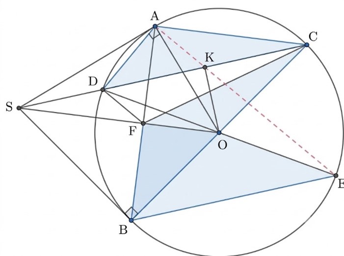 N&ecirc;n \(\widehat {AKD} = \widehat {BOF} = \wid (ảnh 1)