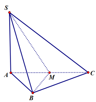Cho hình chóp S.ABC có đáy ABC là tam giác vuông cân tại B, SA ⊥ (ABC), gọi M là trung điểm của AC. Mệnh đề nào sai ? (ảnh 1)