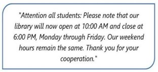 What is true about the announcement from the library? (ảnh 1)