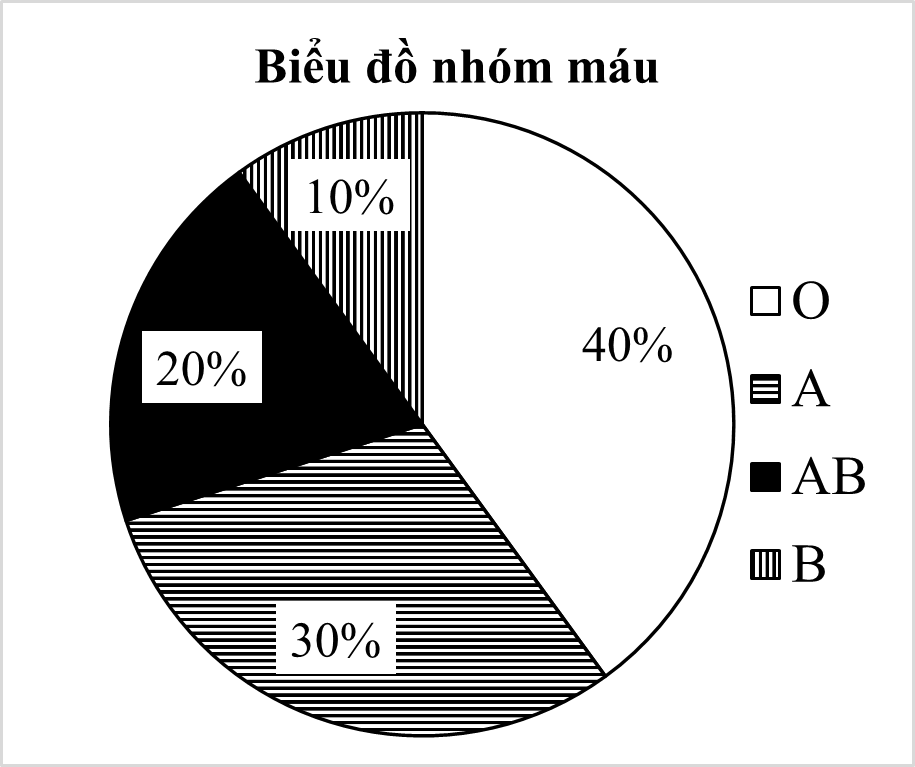 Khảo s&aacute;t 200 người về nh&oacute;m m&aacute;u của họ, kết quả thu được biểu đồ sau:  &nbsp;  Trong những người được khảo s&aacute;t, h&atilde;y cho biết: Nh&oacute;m m&aacute;u n&agrave;o phổ biến nhất? Nh&oacute;m m&aacute;u đ&oacute; c&oacute; bao nhi&ecirc;u người? (ảnh 1)