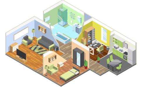 Listen and choose the correct answer. - Come in, please! - Wow, I like your house! Where’s your ______ ?   - It’s ______. (ảnh 1)