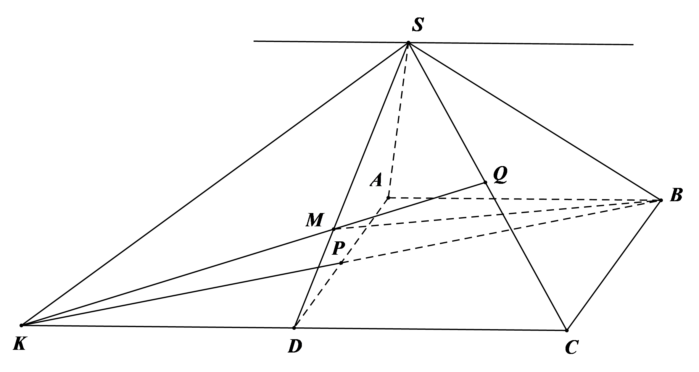 Vậy \(\frac{{SQ}}{{SC}Do đó đường thẳng \(KM (ảnh 1)