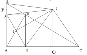 Vậy điểm \(J\) c&aacute;ch đều c&aacute;c điểm \(B,D,E\) v&agrave; \(C\). (ảnh 1)